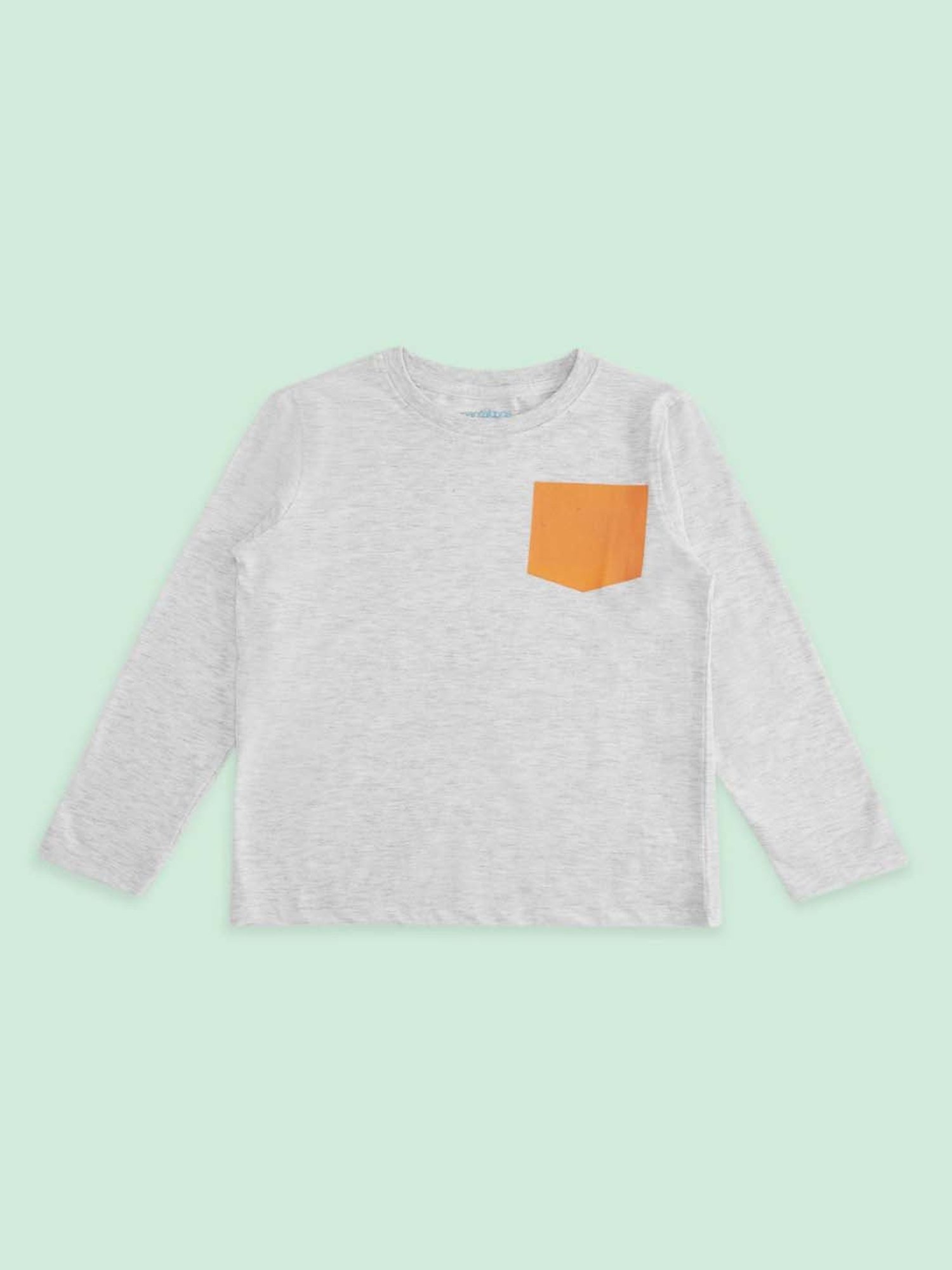Pantaloons Baby Kids Grey & Orange Cotton Printed Full Sleeves T-Shirt