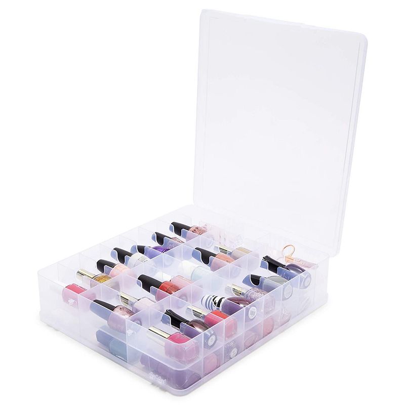 Glamlily Clear Nail Polish Caddy Holder for 48 Bottles and Nail Tools (13.78 x 13.39 x 3.15 In)