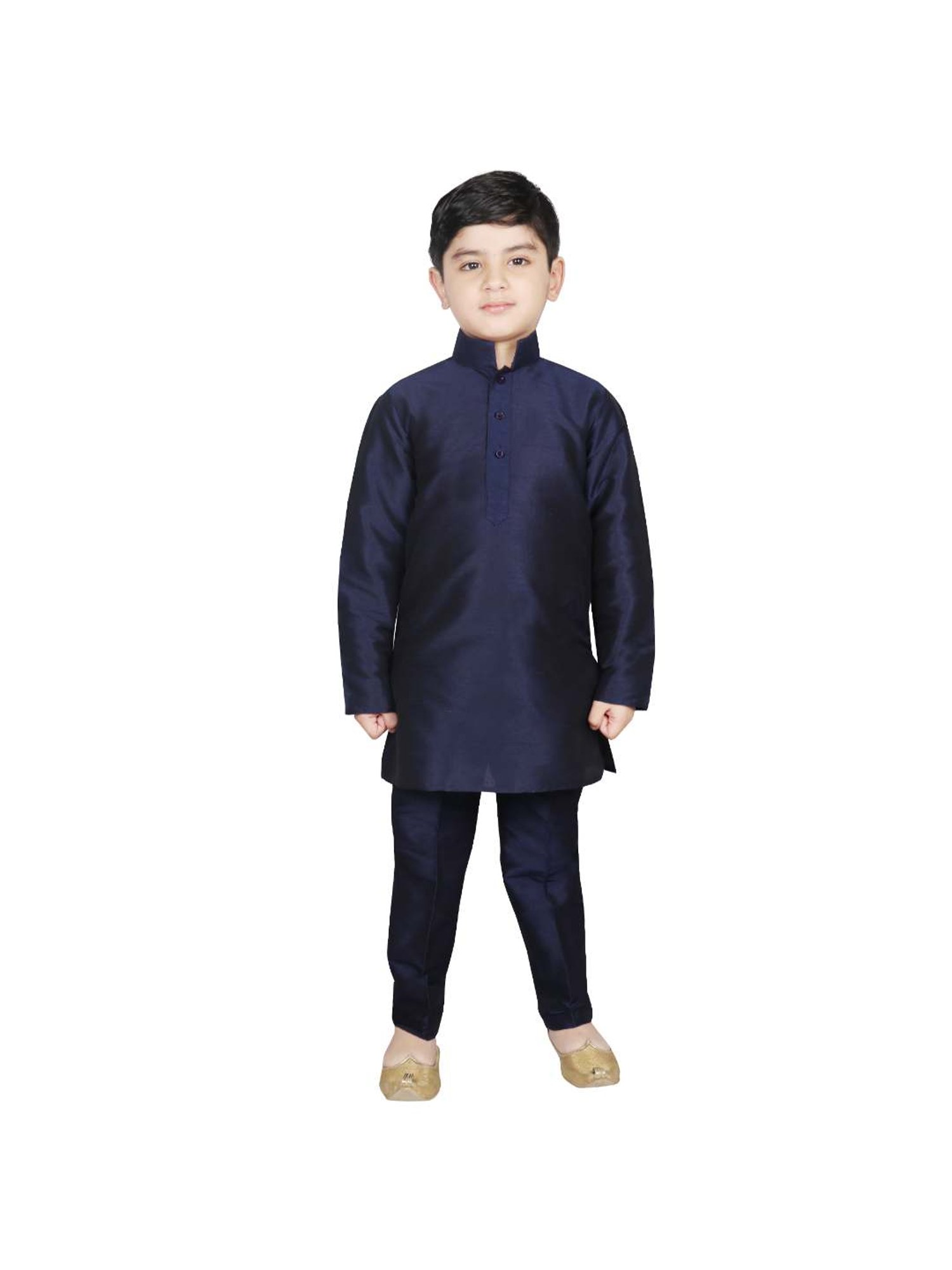 SG Yuvraj Kids Navy & White Floral Print Kurta with Pyjama