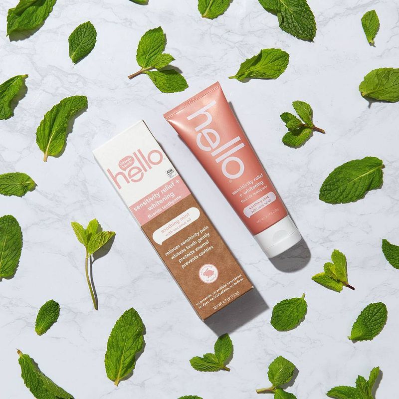 hello Sensitivity Relief + Whitening Fluoride Toothpaste - Soothing Mint Vegan & SLS Free - 4.7oz
