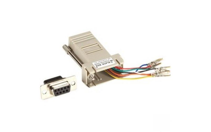 Black Box DB9 Colored Modular Adapter (Unassembled), Female to RJ-45, 8-Wire, Gray - 1 x DB-9 Female Serial - 1 x RJ-45 Female Network