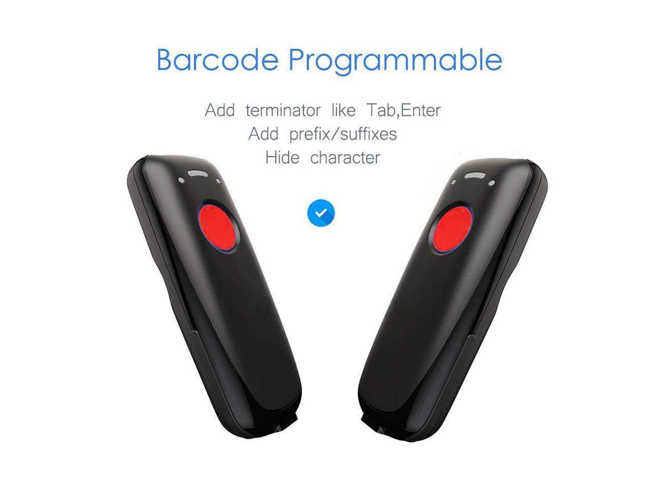 Mini Wireless Barcode Scanner Compatible with Bluetooth Function & 2.4GHz Wireless & Wired Connection, Connect Smart Phone, Tablet, PC, Portable CCD Bar Code Reader Work With Windows Mac Android iOS