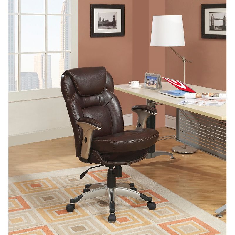 Back N Motion Health & Wellness Managers Chair Brown Leather - Serta