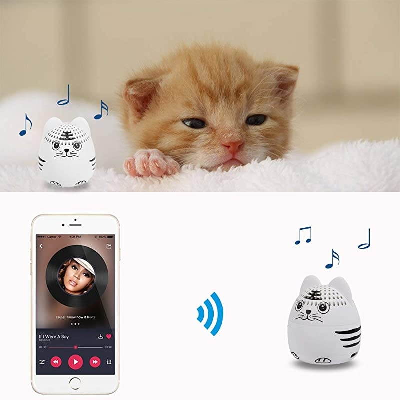 Small Bluetooth Speaker Mini Size but Great Sound QualityPhoto Selfie Button amp Answer Phone CallsBTS0011A White Tiger