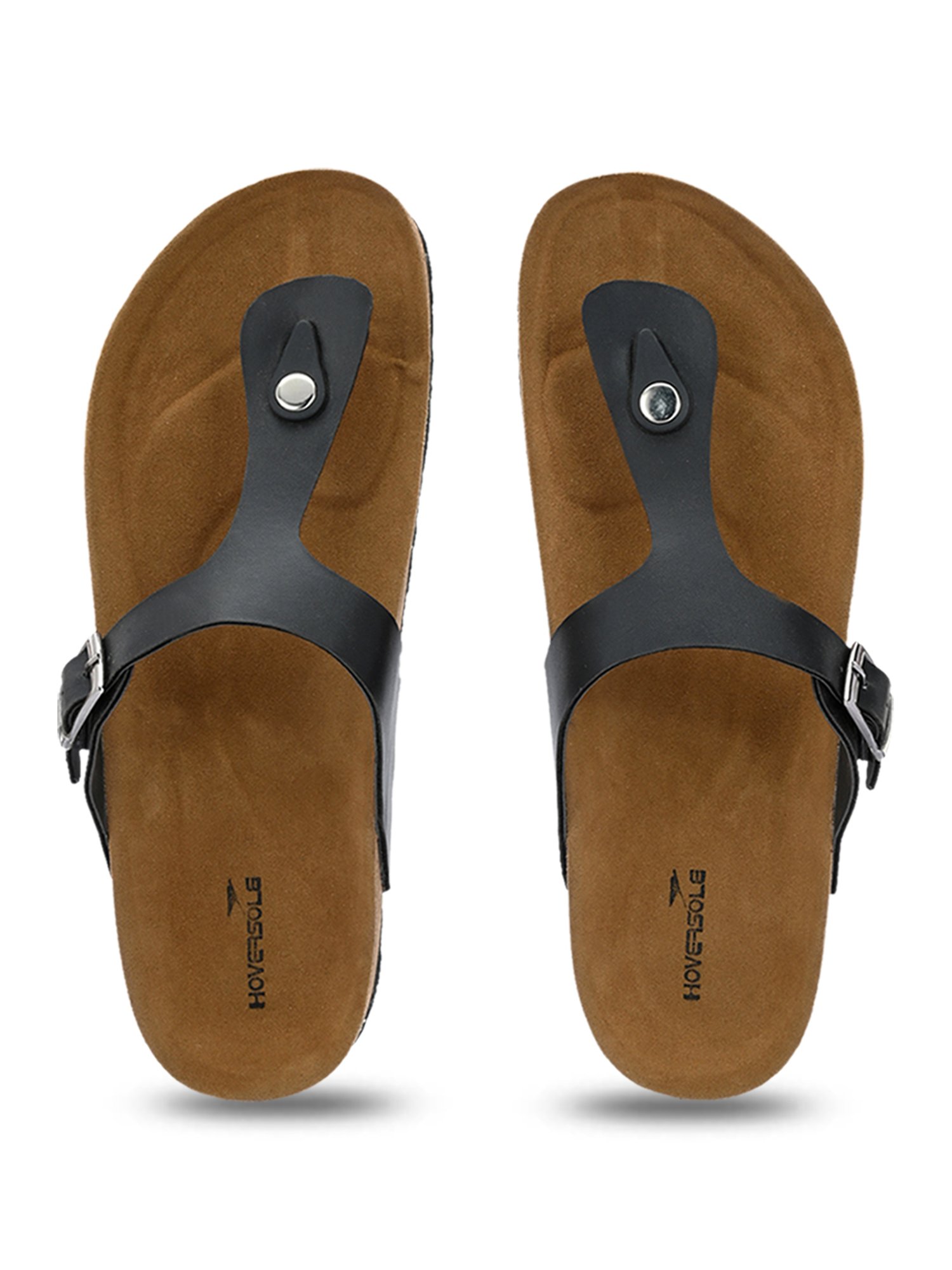 Hoversole Men's Black Cork T-Strap Sandals