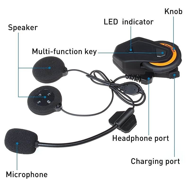 TMAX Helmet Communication Systems Group Intercom Waterproof 1000M TMAX Helmet Bluetooth Headset Talking Intercom Handsfree for Motorcycle Skiing 1 Pack