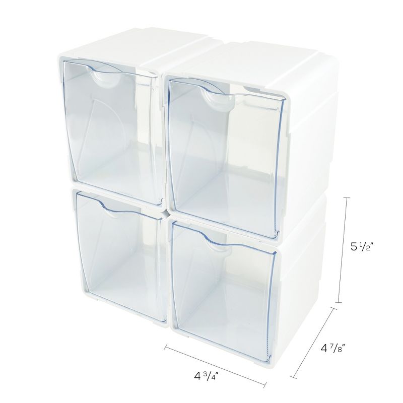 deflecto Next Gen Interlocking Tilt Bin, 4 3/4 x 5 1/4 x 5 5/8, White/Clear