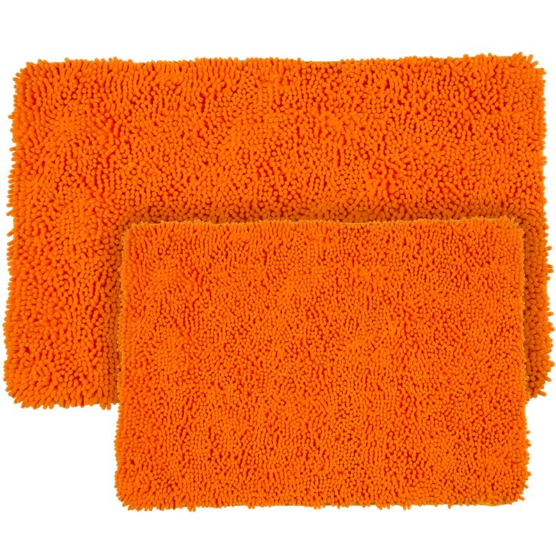 2pc Solid Memory Foam Shag Bath Mat Set Orange - Yorkshire Home