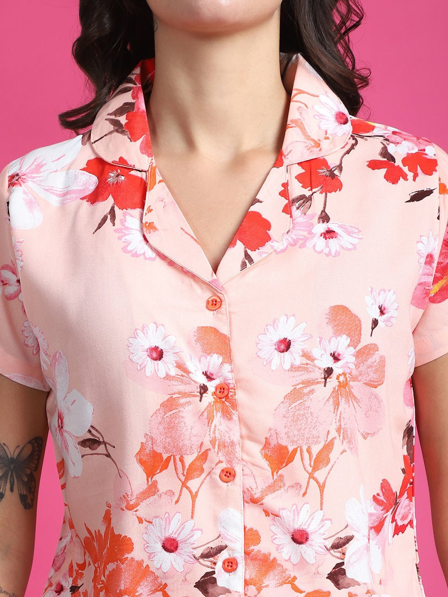 Boston Club Pink Printed Top With Pyjamas