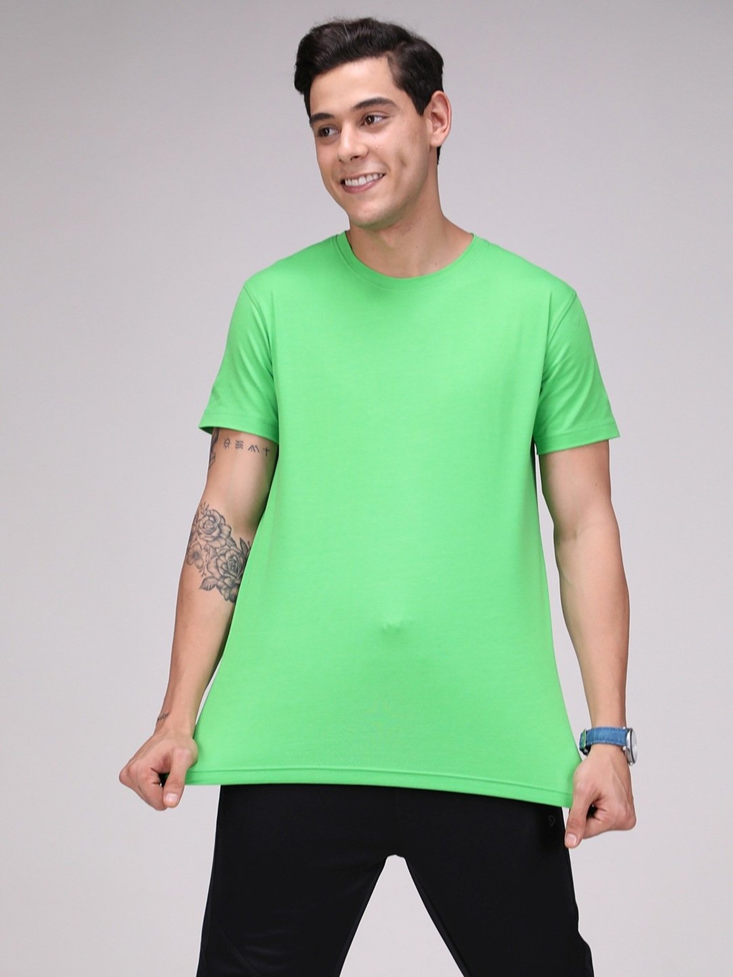 Sporto Tender Green Slim Fit T-Shirt