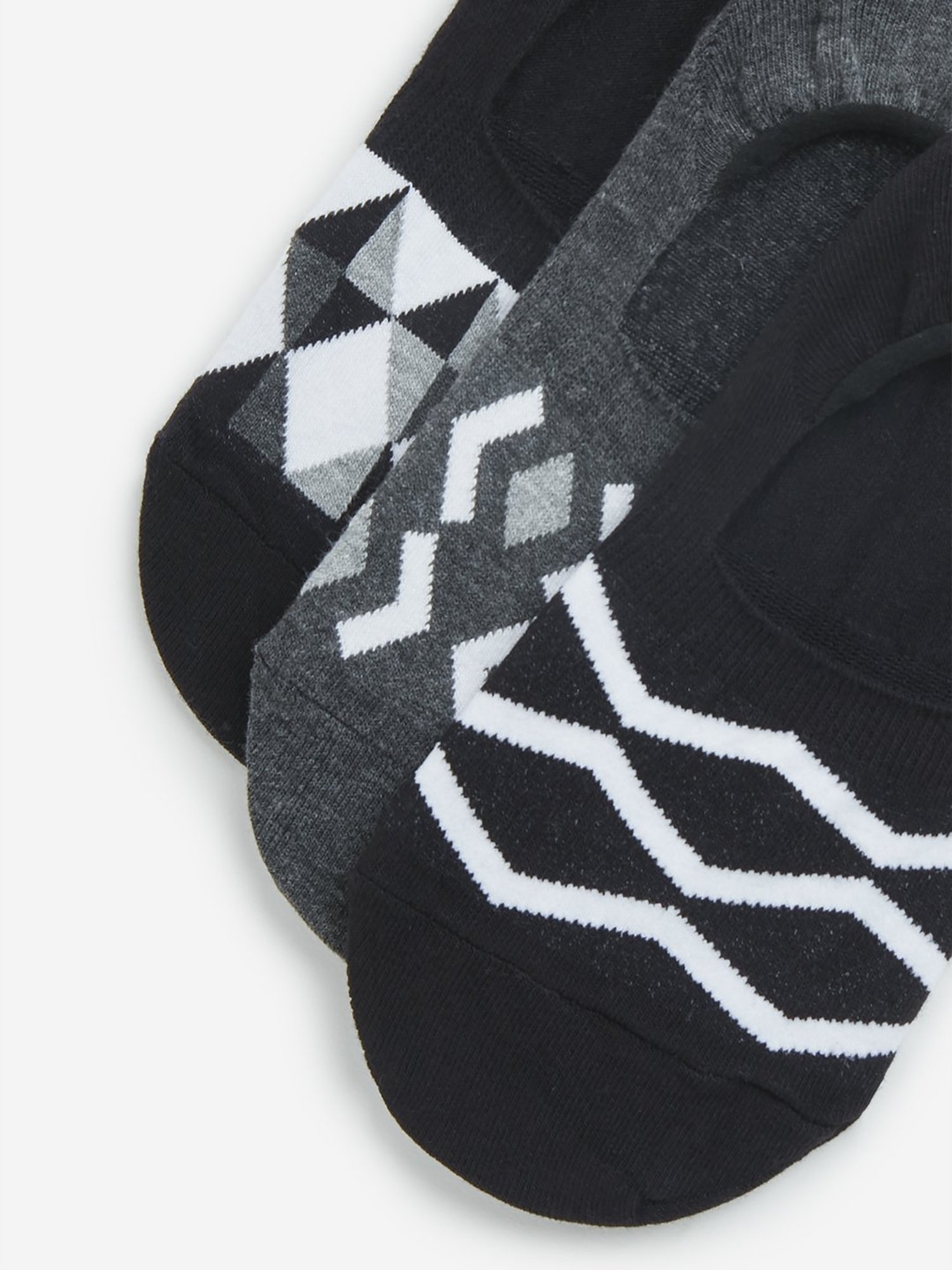 WES Lounge by Westside Black Printed Invisible Socks - Pack of 3