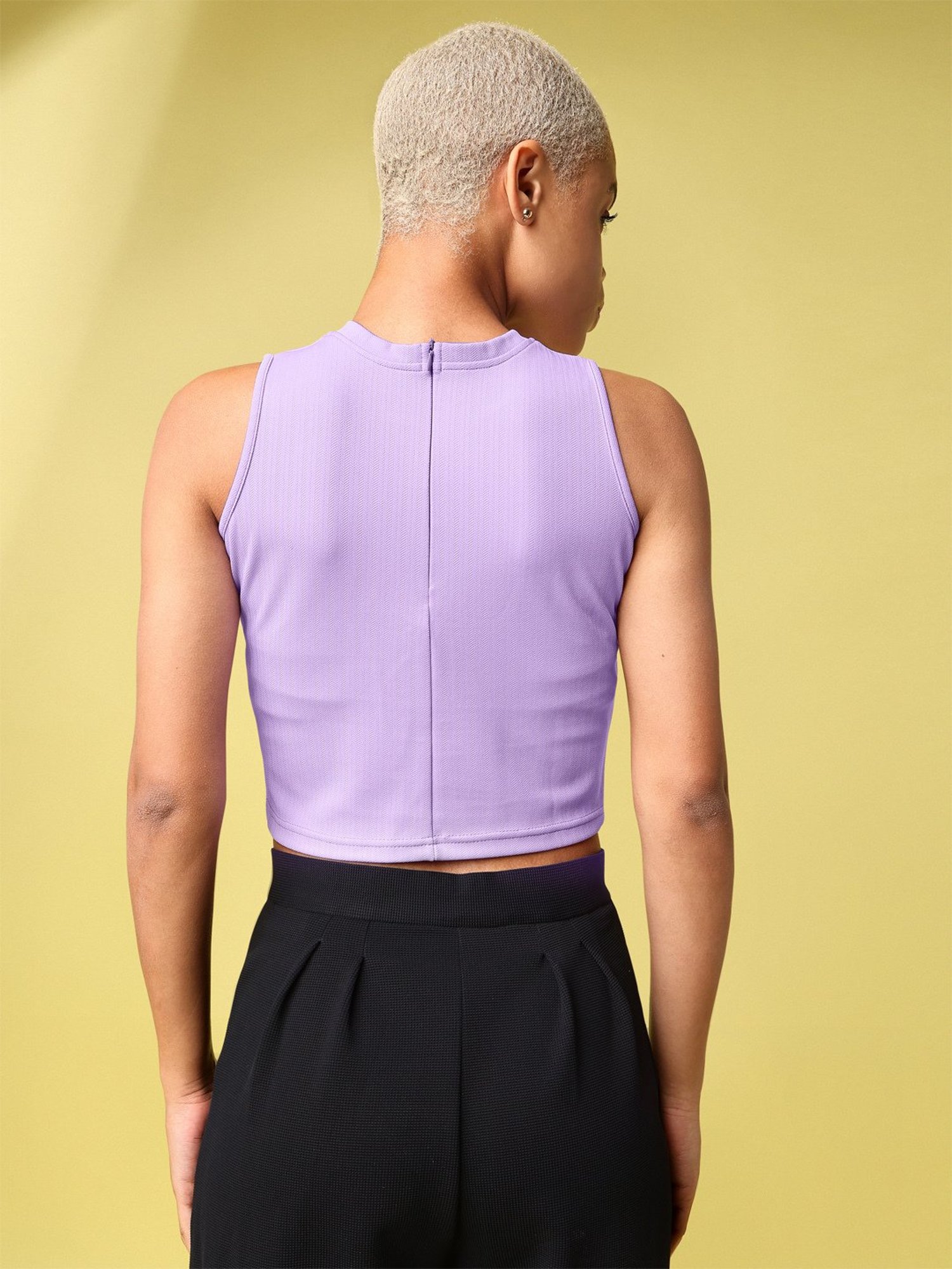 PURVAJA Lavender Regular Fit Crop Top