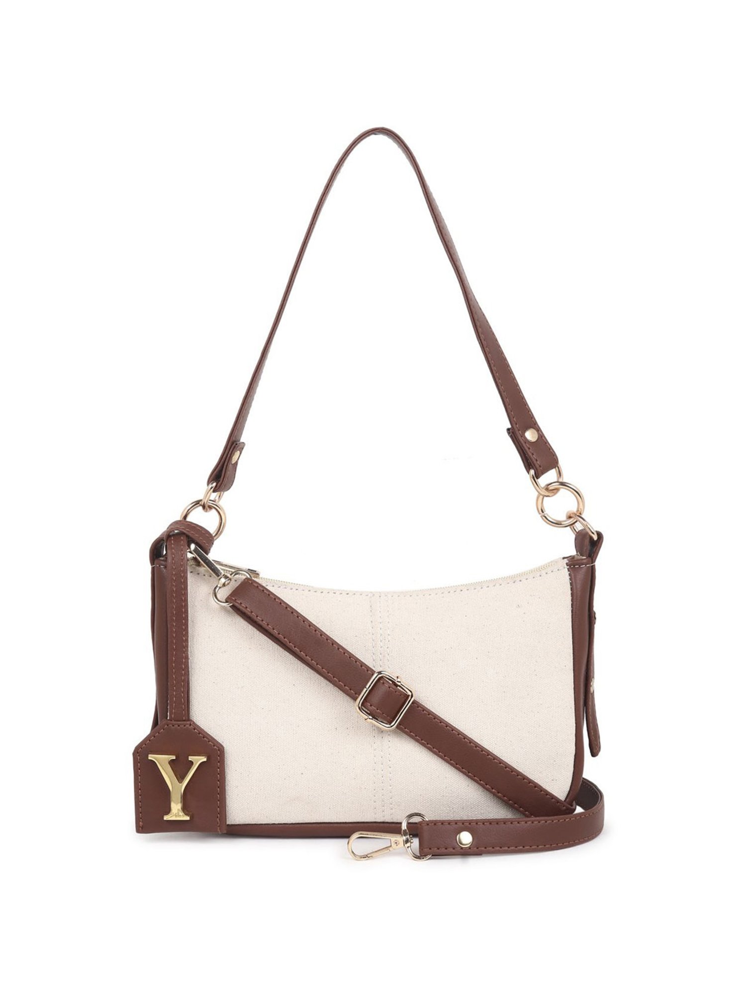 Yelloe Off White Canvas Textured Sling Handbag