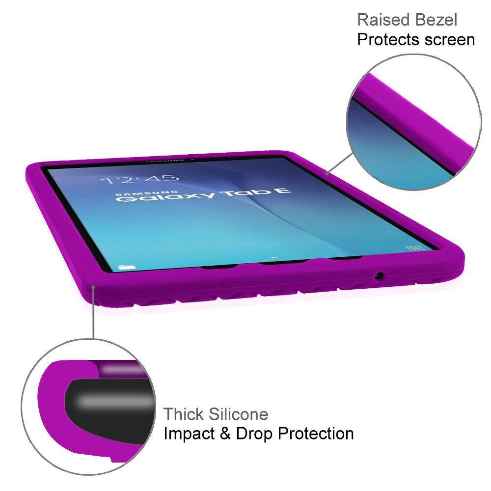Fintie Silicone Case for Samsung Galaxy Tab E 9.6 - [Honey Comb Series] Light Weight [Anti Slip] Shock Proof Cover [Kids Friendly] for Tab E Wi-Fi/Tab E Nook/Tab E Verizon 9.6-Inch Tablet, Purple