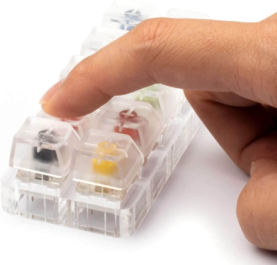 10-Key Kailh Box Switch Tester, Velocifire Switch Testing Tool for Mechanical Keyboards, Clear Keycaps, O-Ring Sampler Tester Kit
