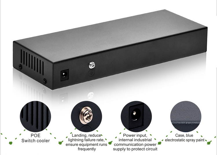 10 port poe switch 8 port power supply 250 meters transmission poe switch