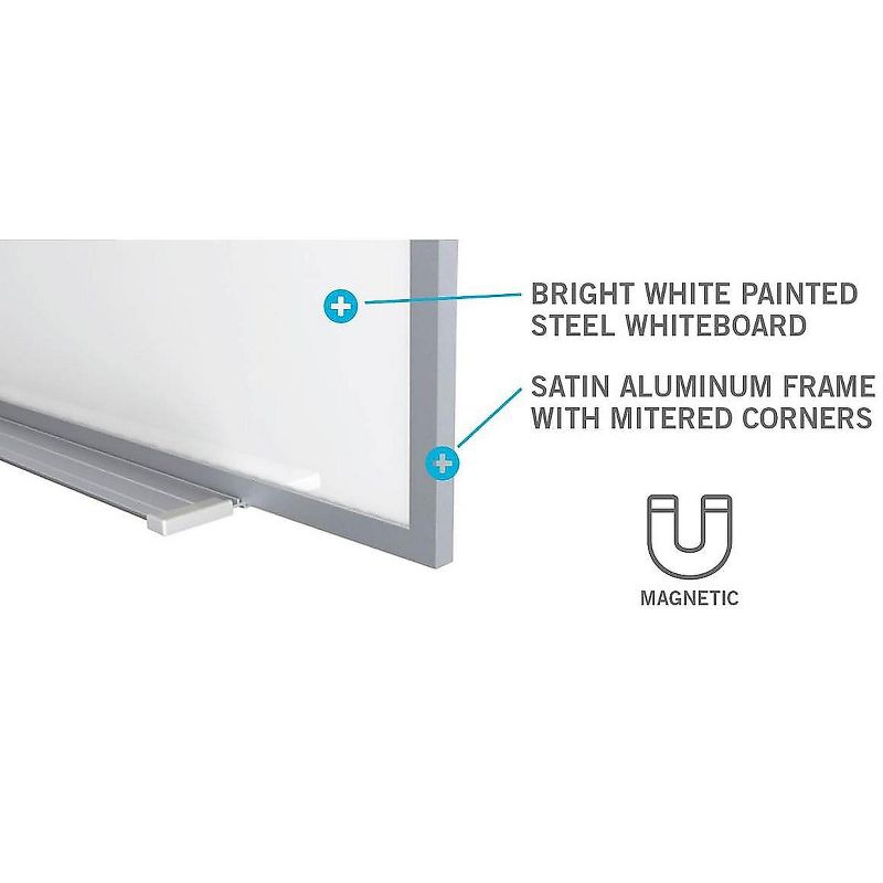 Ghent Magnetic Painted Steel Whiteboard with Aluminum Frame 4'H x 6'W M3464