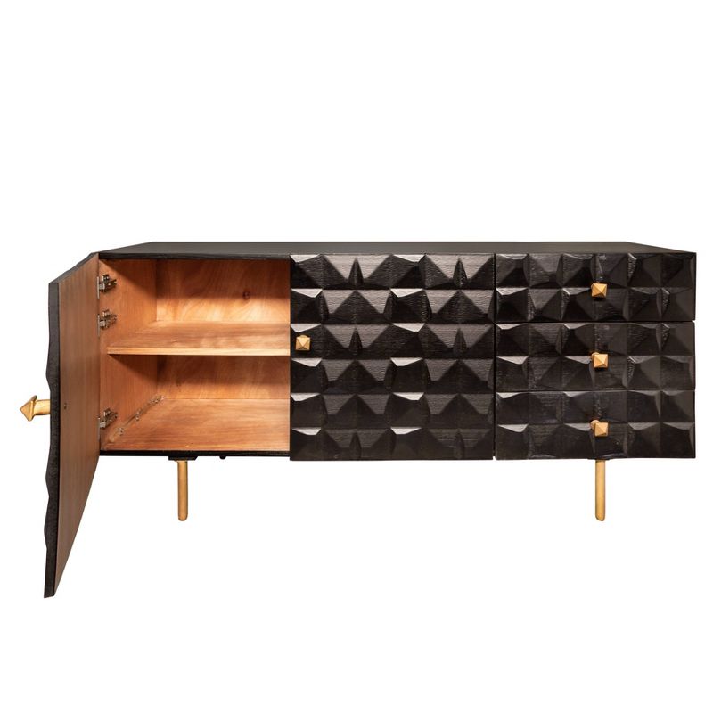 63"x30" Wood 3 Drawer Sideboard Black - Sagebrook Home