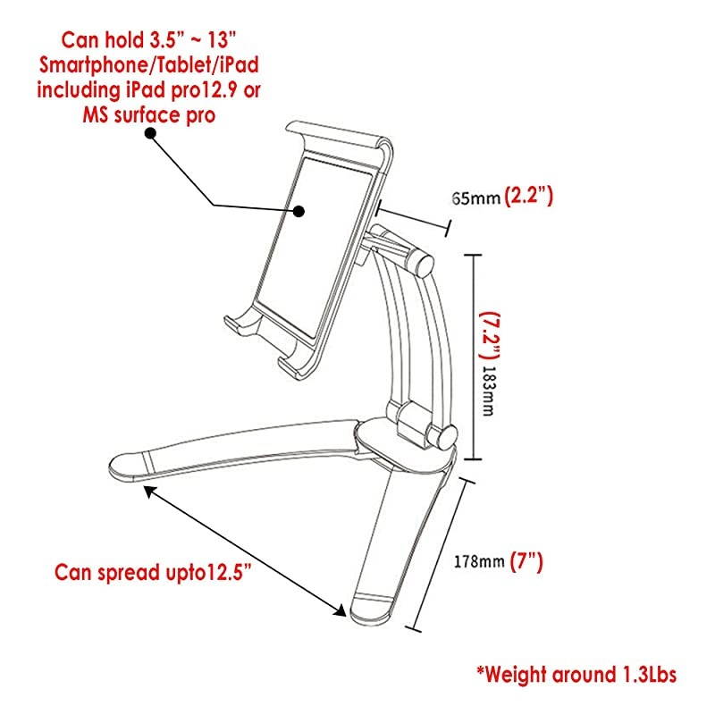 Tablet313quot Aluminium Holder Stand Mount Compatible with IPAD AIRMiniIPAD PRO 129MS Surface Book 2 135quot for Desk Office KitchenStore Kiosk Wall MountRestroomEtc Black
