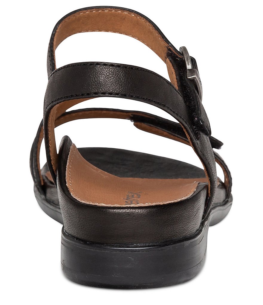 Aetrex Tia Leather Buckle Detail Strappy Sandals