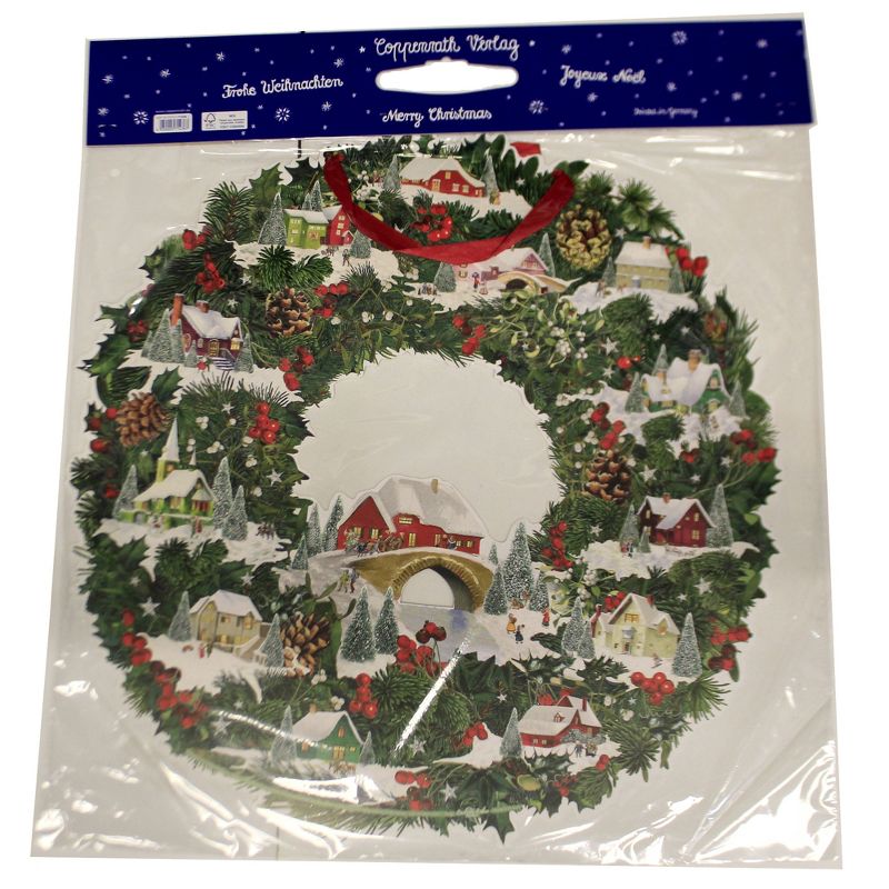 Christmas 19.0" Wreath With Festive Houses Advent Calendar Germany  -  Advent Calendars