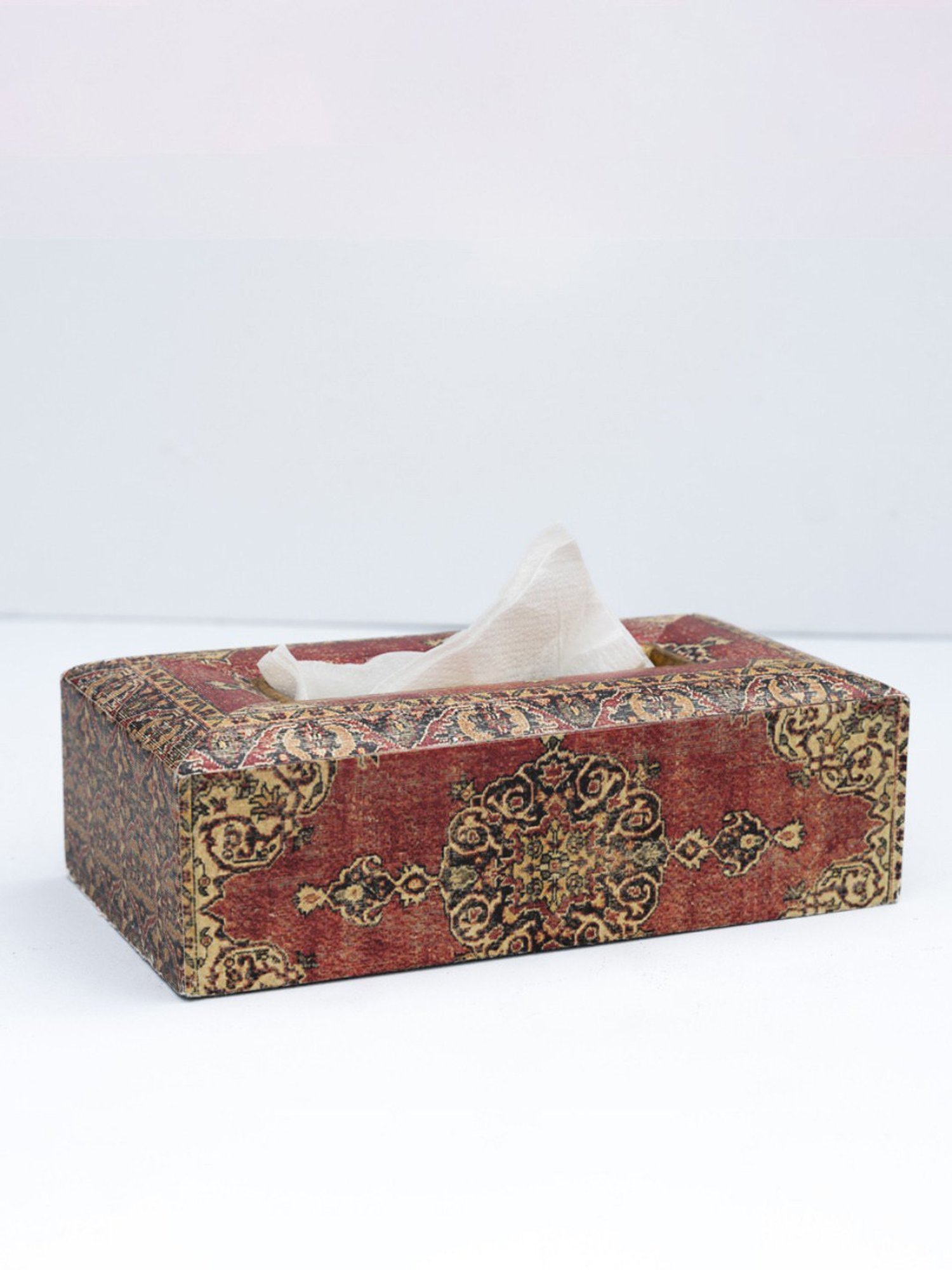 Karo Samara Printed Multicolor Wood Tissue Box