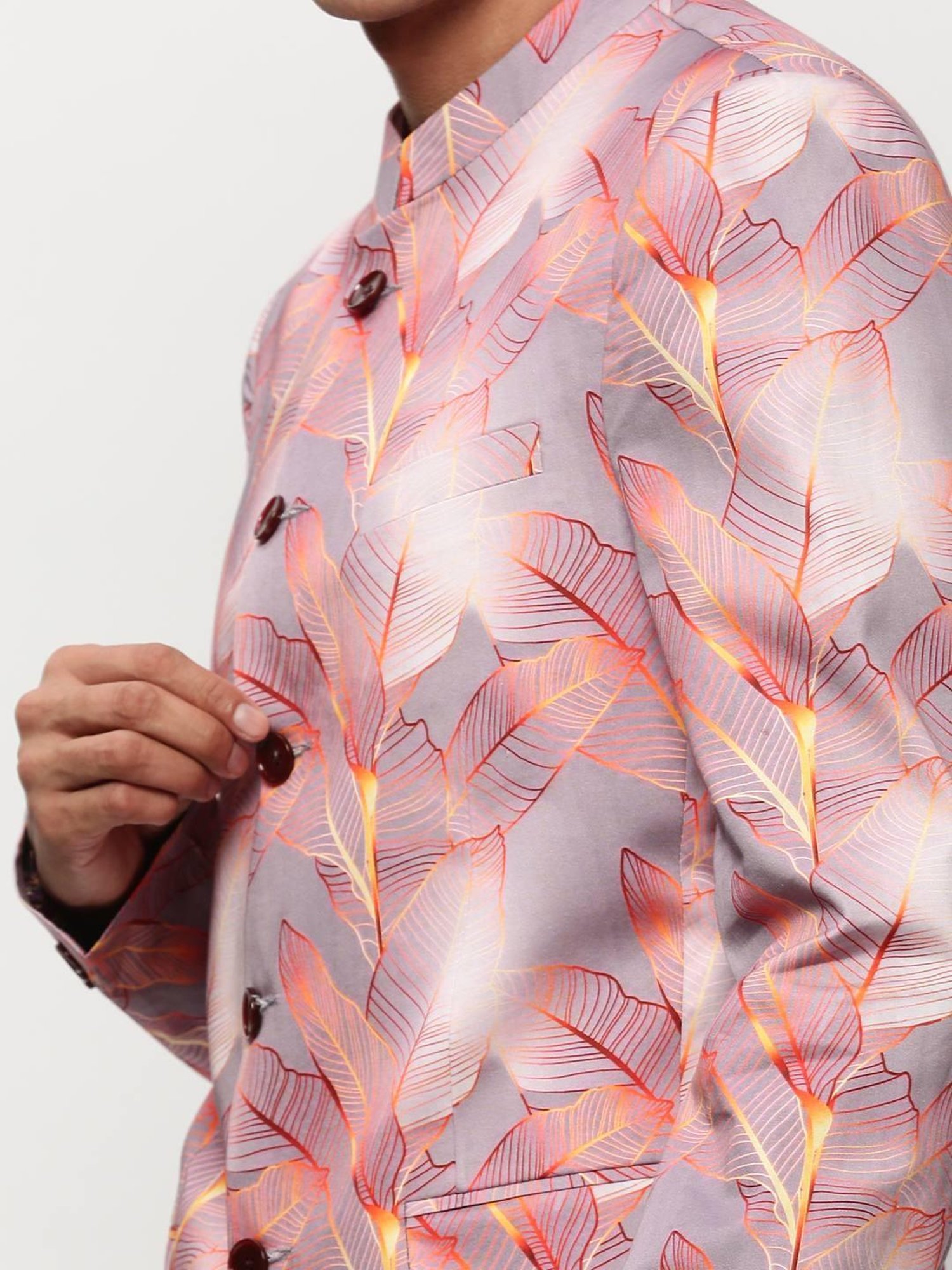 SHOWOFF Mauve Slim Fit Printed Blazer