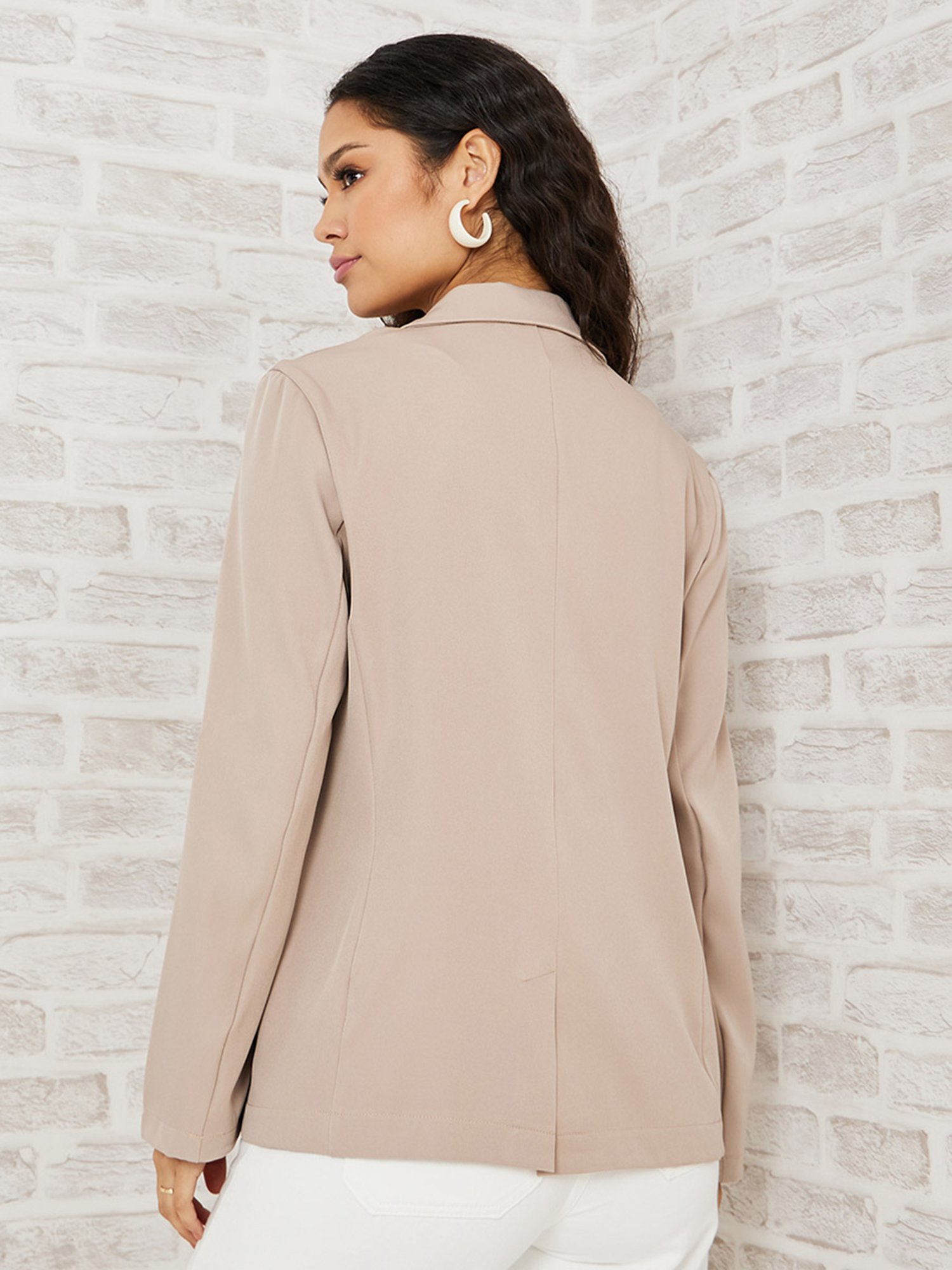 Styli Beige Regular Fit Blazer