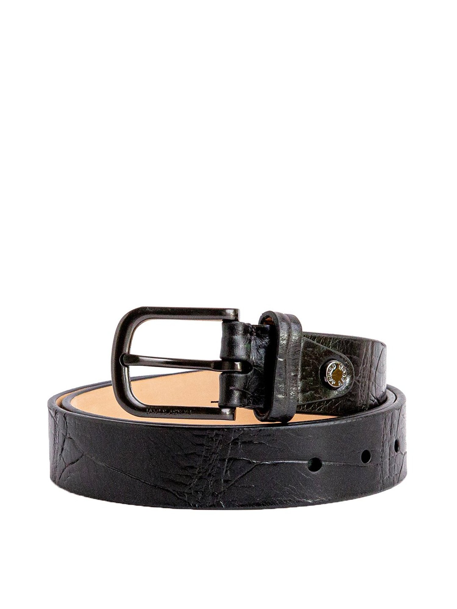 James Aston Black Leather Waist Belt for Men