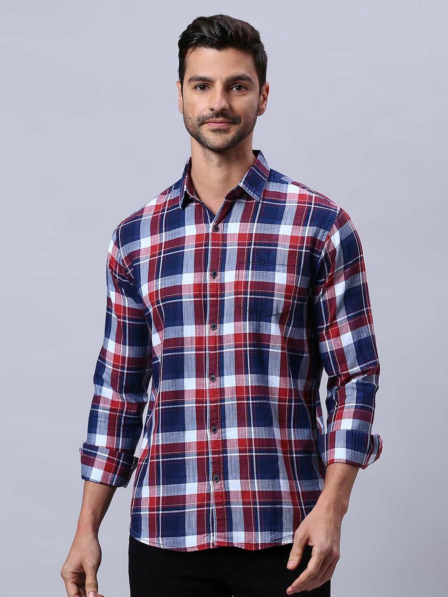 HJ HASASI Multicolor Slim Fit Check Cotton Shirt