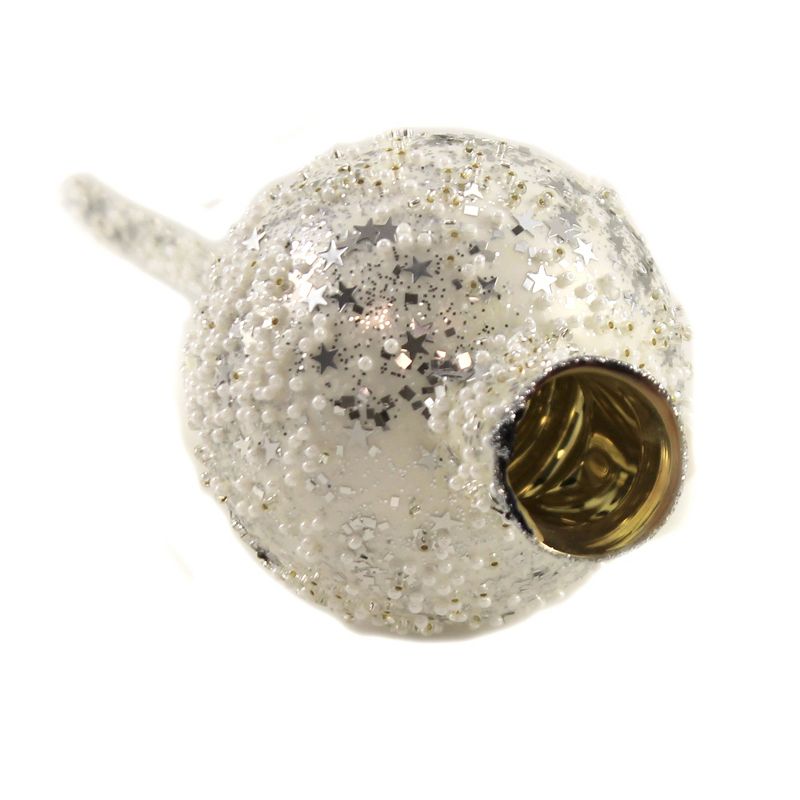 Golden Bell Collection 11.0" Porcelain White Finial W/ Stars Tree Topper Christmas  -  Tree Toppers