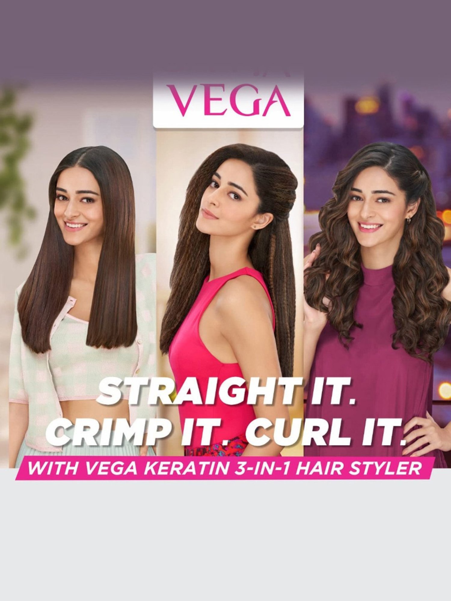 Vega 3 in 1 Keratin VHSCC-03 Hair Styler & Insta Glam VHDH-20 Hair Dryer Combo (Multicolor)