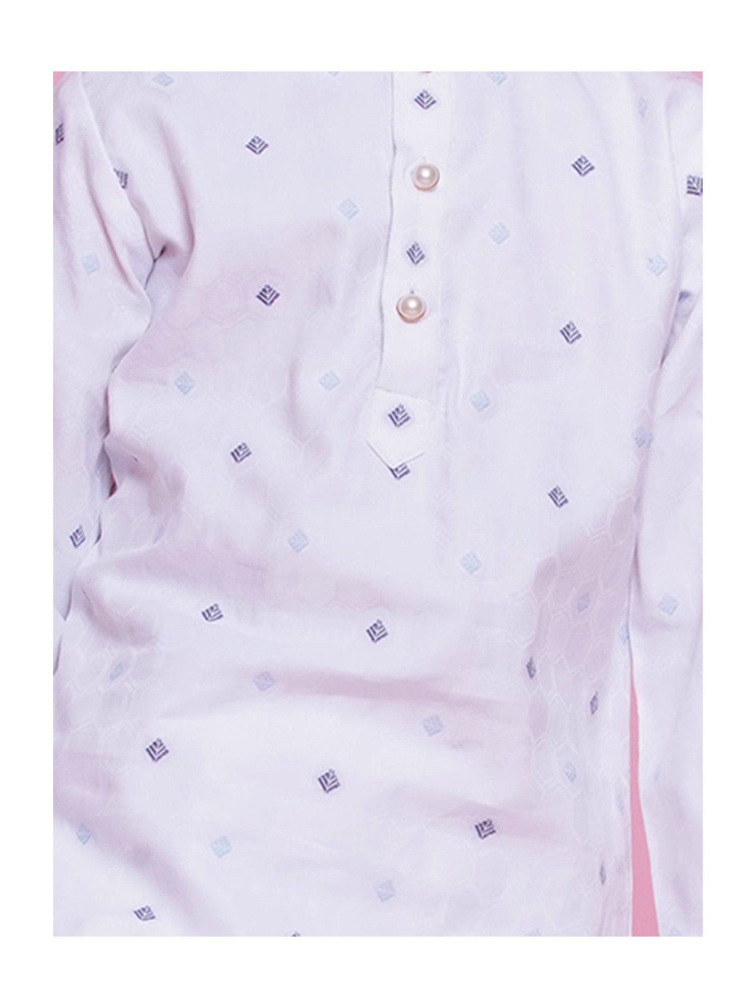 Little Bansi Kids White Printed Full Sleeves Kurta with Pyjamas