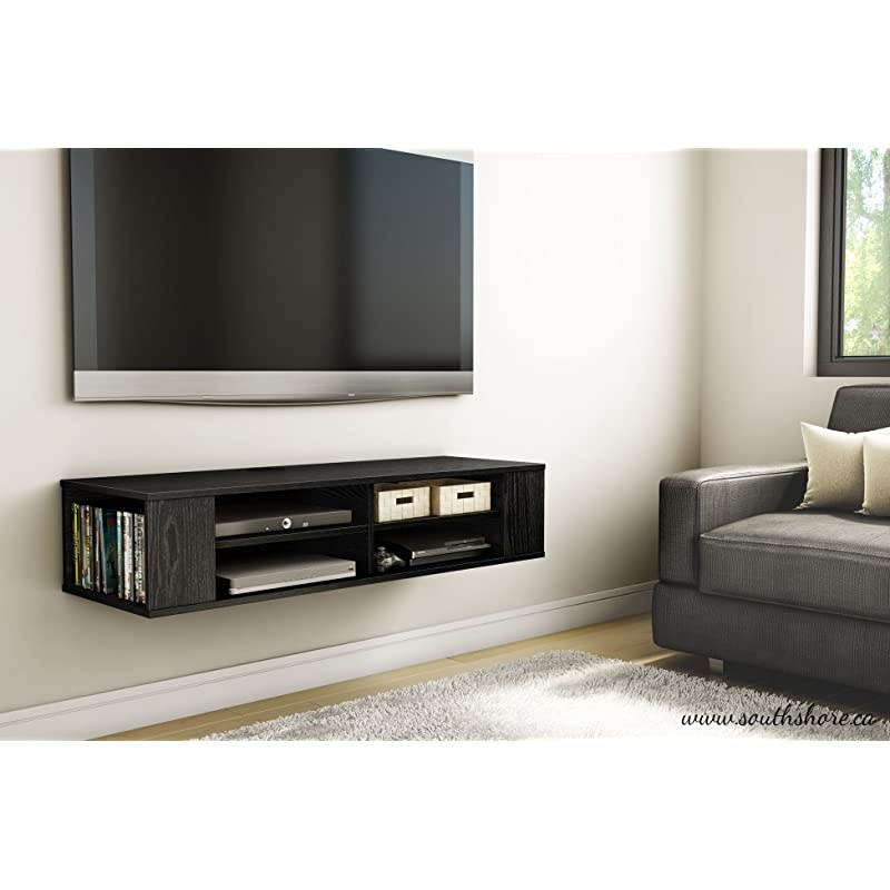 City Wall Mounted Media Audio/Video Console, Black Oak