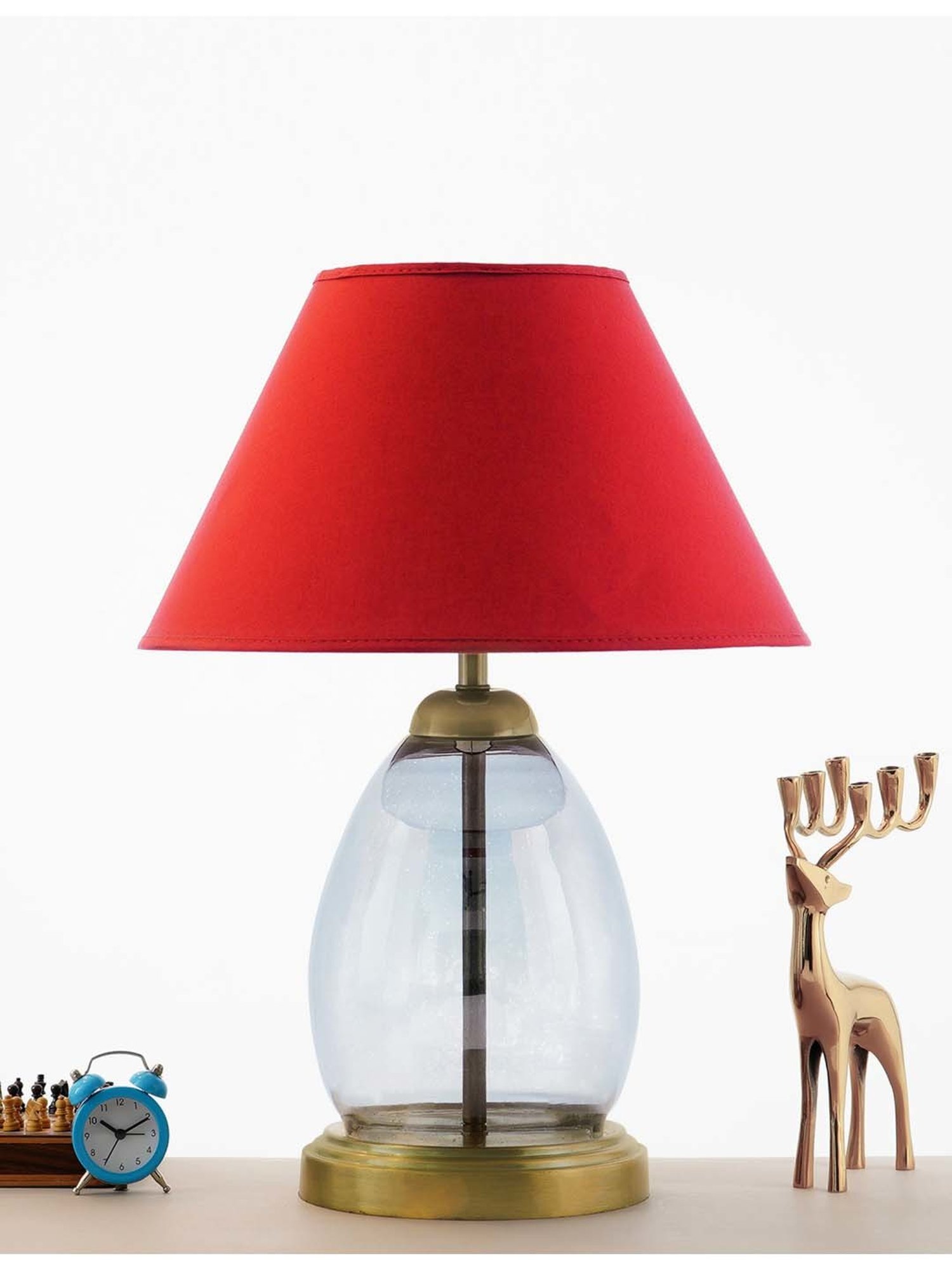 Kapoor E Illuminations 'Tiered' Maroon & Transparent Glass Table Lamp - Set of 1