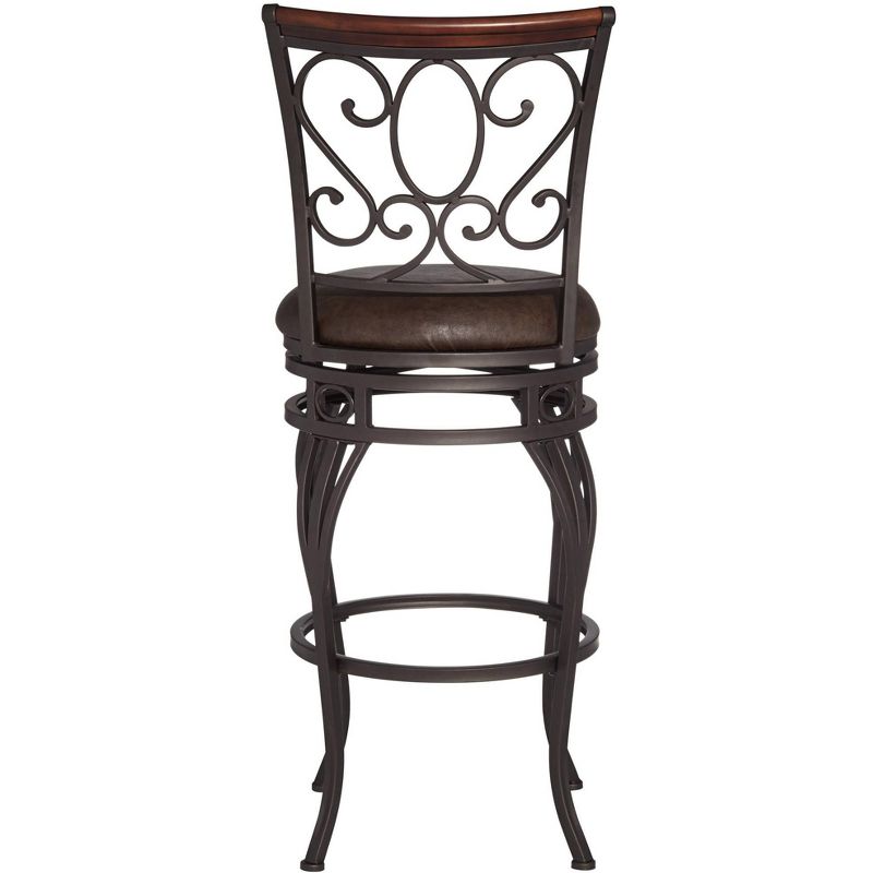 Kensington Hill Trevi Wood and Bronze Metal 26" Swivel Counter Stool