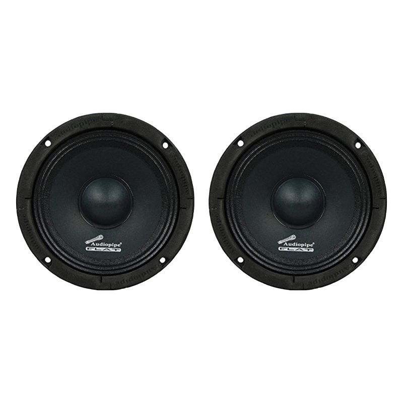 Audiopipe 2 x APMB-65FLT 250 Watt 6.5-inch Flat Mount APMB Series Midrange Driver Speaker w/ Flat House Design, Black (2 Pack)