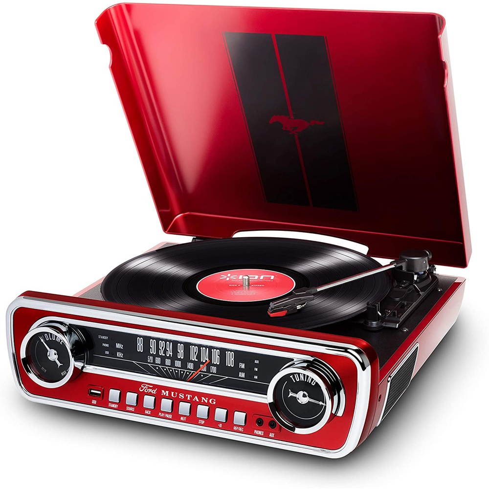 Ion Audio Mustang LP 4-in-1 Classic Car-Styles Music Center (Red) - (MUSTANGLPRED)