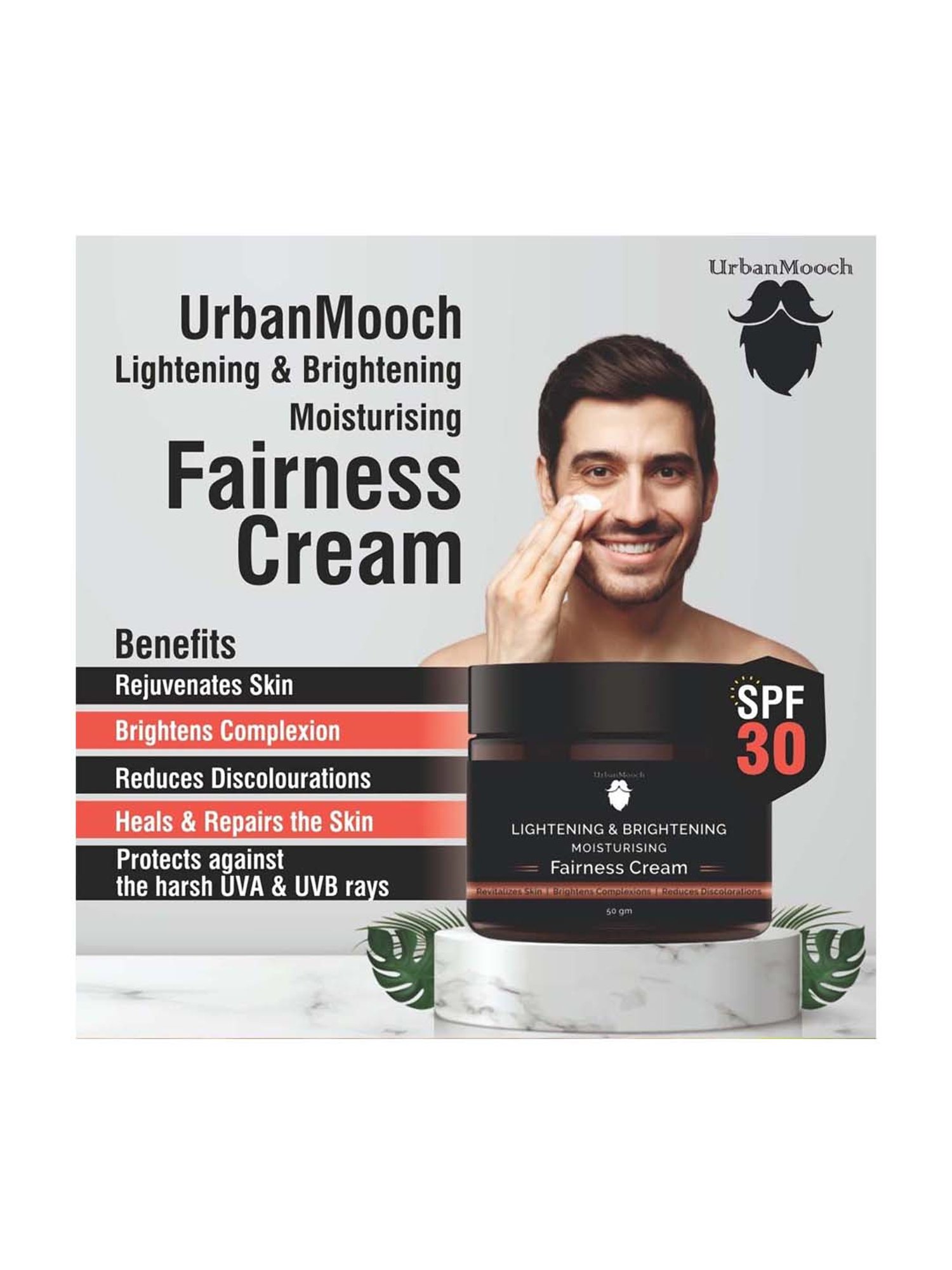 UrbanMooch Lightening & Brightening Moisturizing Fairness Cream Pack of 2 - 100 gm