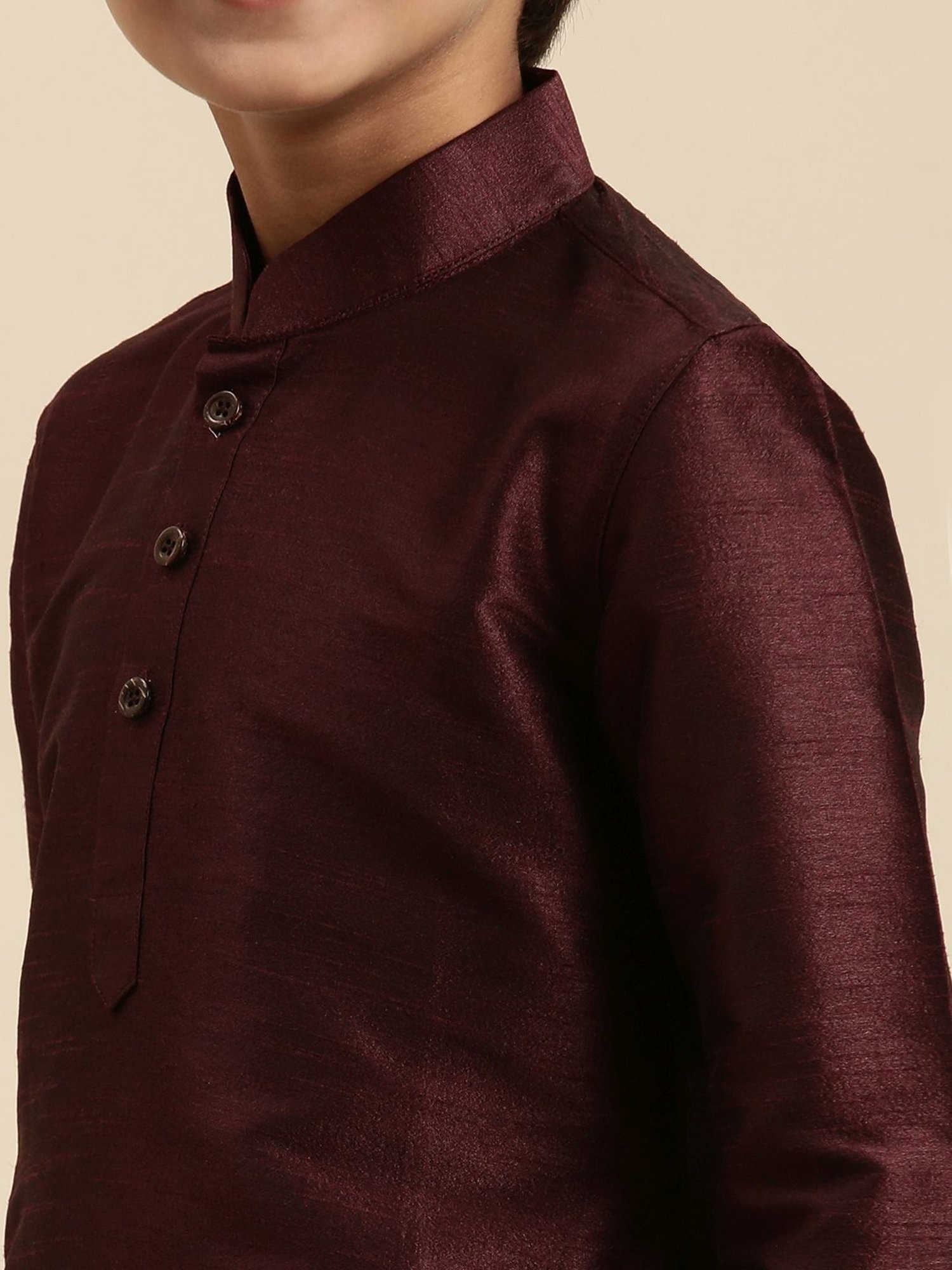 Sanwara Kids Wine Red & White Solid Kurta Set