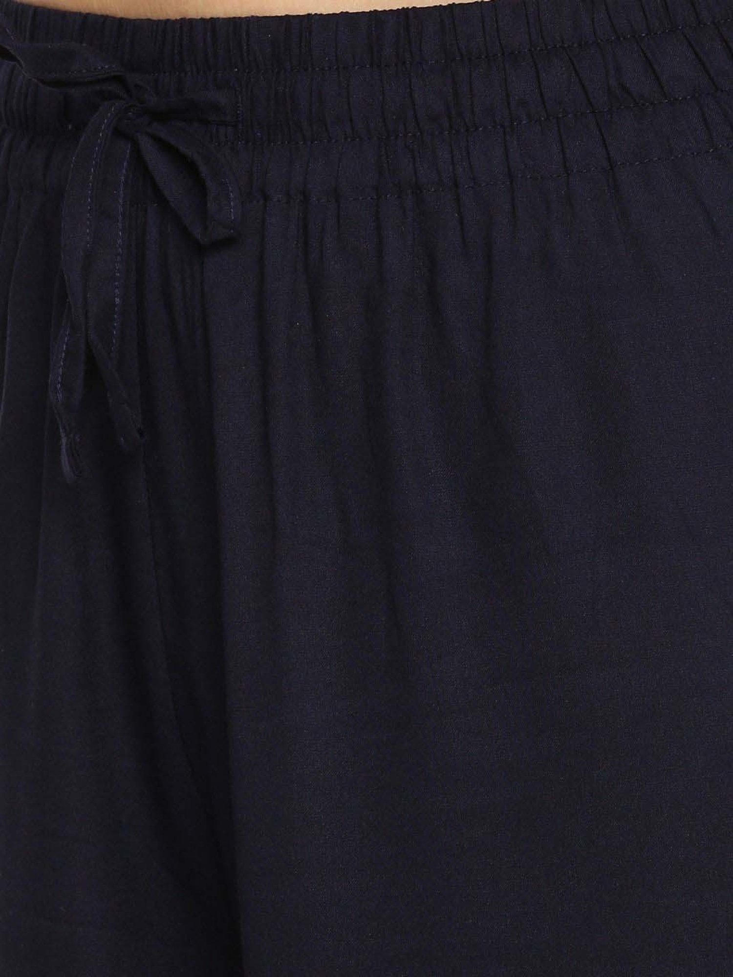 TWIN BIRDS Beige & Navy Mid Rise Palazzos - Pack Of 2