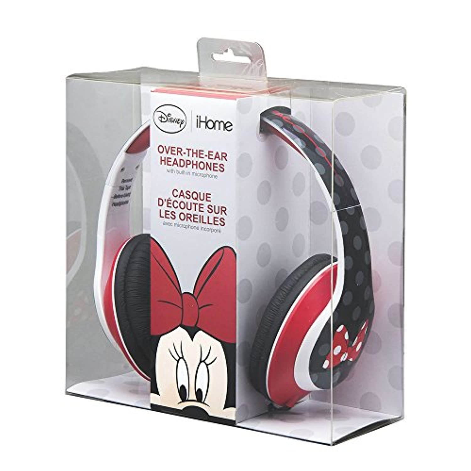 eKids Minnie Mouse Kids Headphones with Microphone,Adjustable Headband,Stereo Sound, 3.5mm Jack,Wired Headphones for Kids,Tangle-Free,Volume Control,Foldable,Headphones on Ear,School Home,T (Di-M40ME)