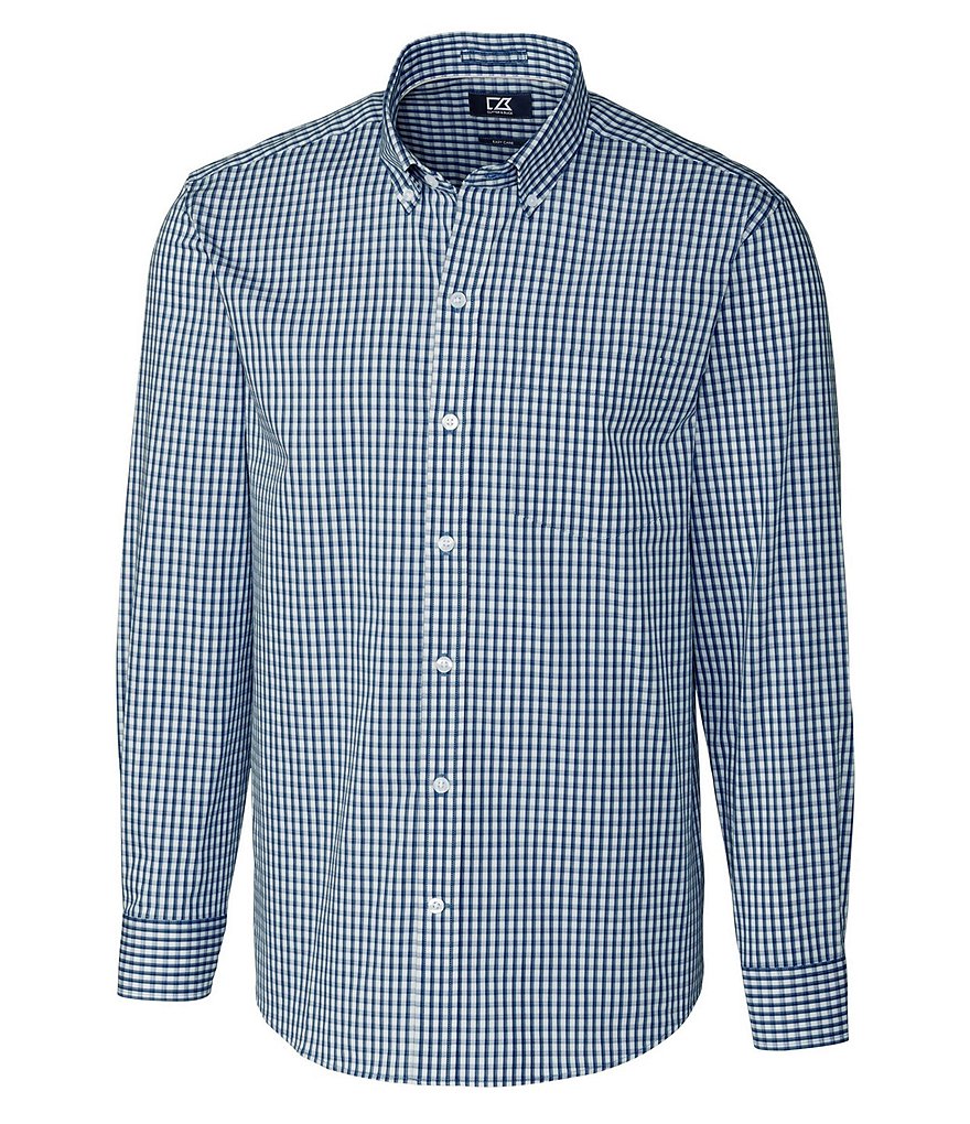 Cutter & Buck Big & Tall Easy Care Gingham Stretch Long-Sleeve Woven Shirt