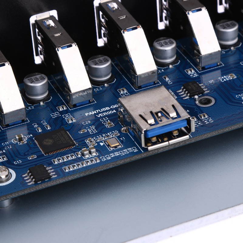 EnLabs FP525U37M PC Case 5.25 inch front panel 7 Ports USB 3.0 USB Hub w/ Molex 4pin Power Connecor(USB 3.0 20pin Connector & 2.6ft Adapter Cable)