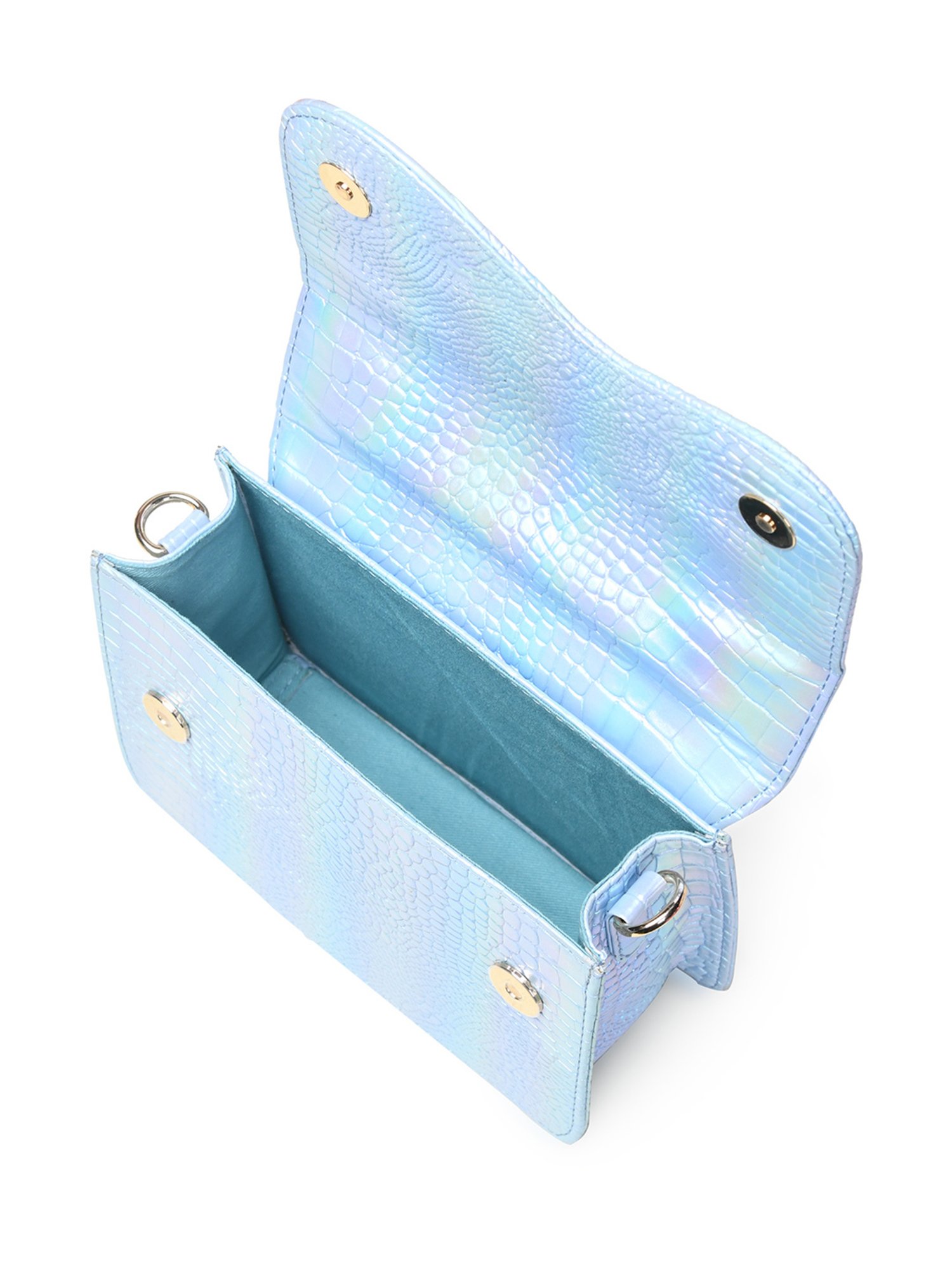 PELLE LUXUR Light Blue Animal Effect Small Cross Body Bag