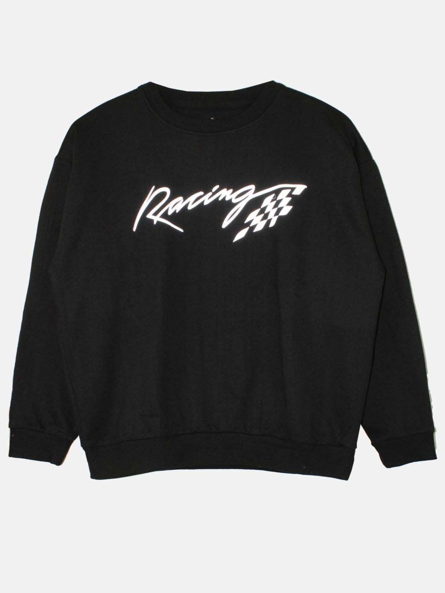 Kiddopanti Kids Jet Black & Beige Printed Full Sleeves Sweatshirt Set