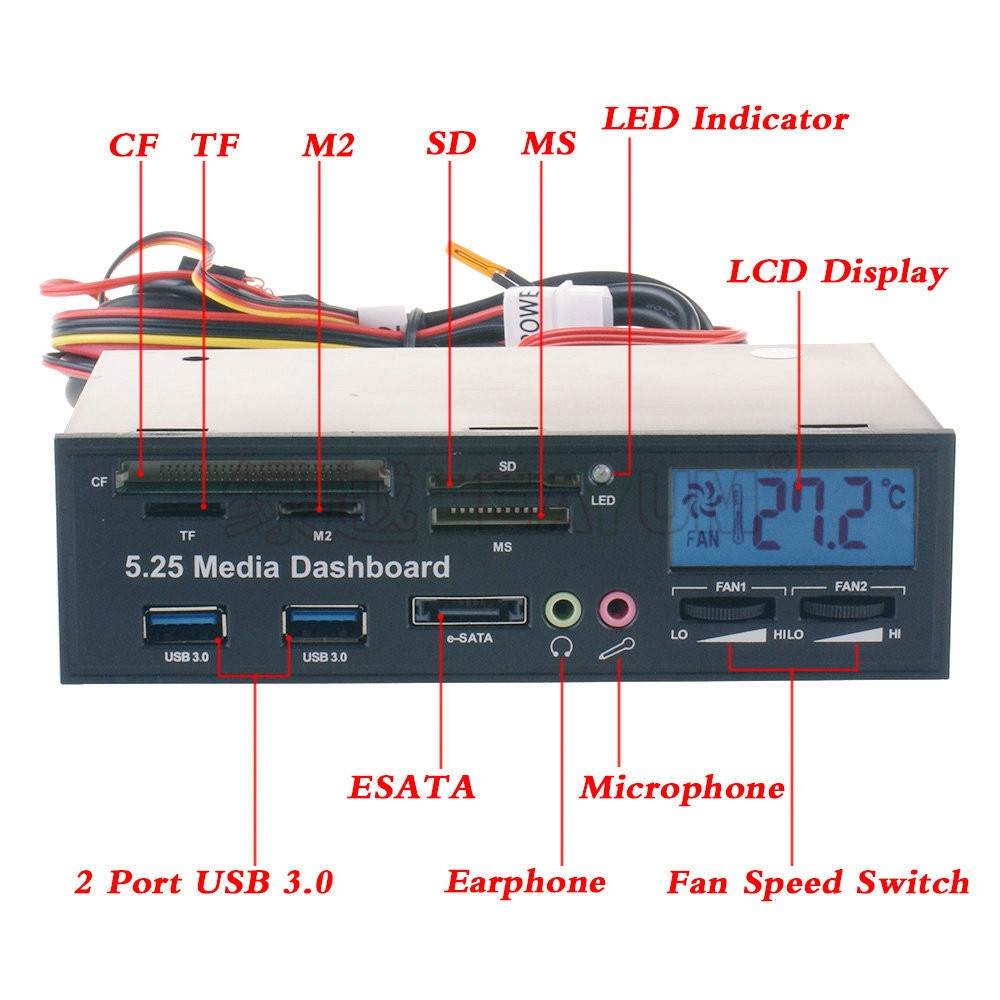 CORN USB 3.0 All in One 5.25 inch Internal Front Panel Card Reader for PC Desktop