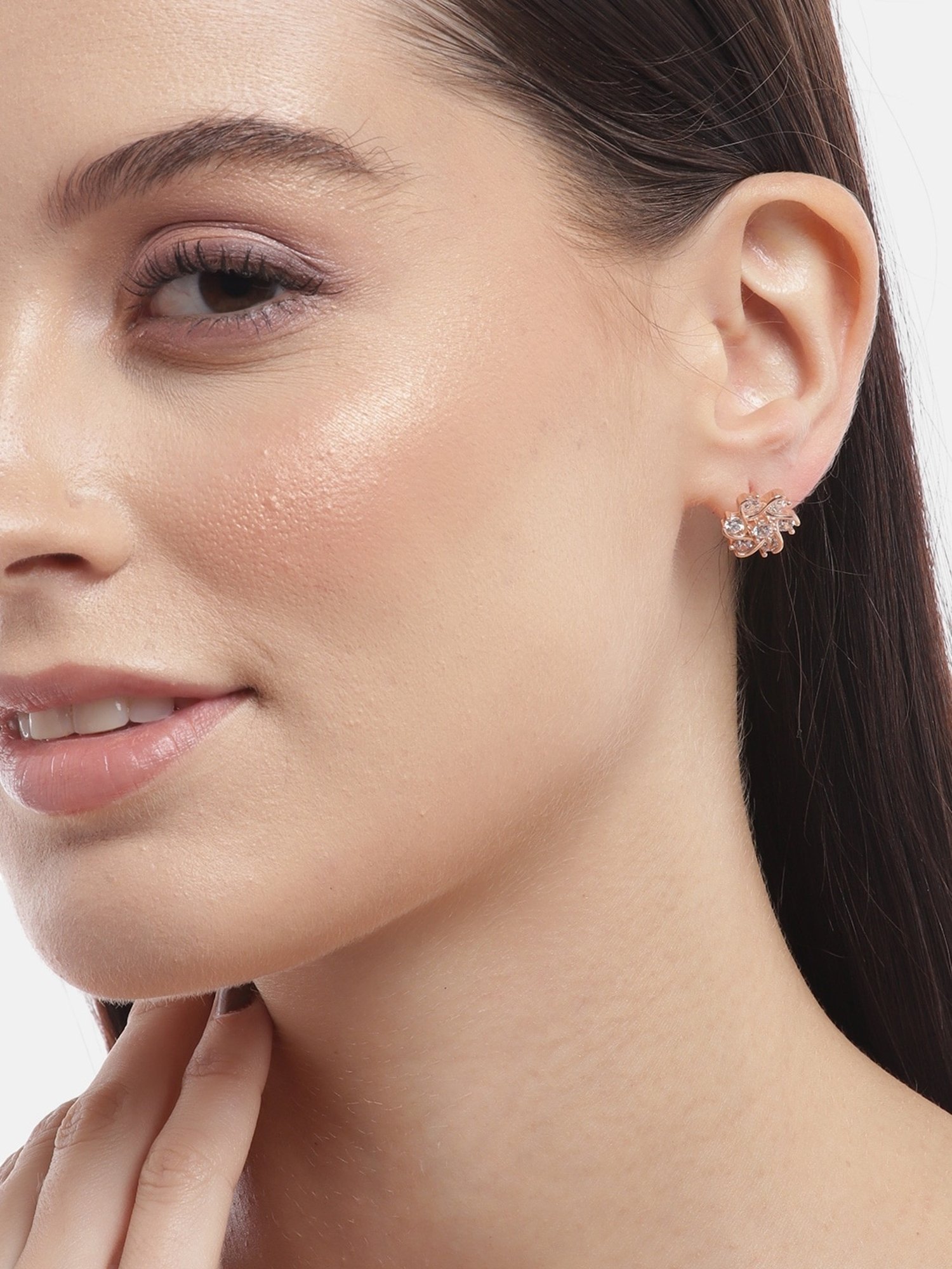 Zavya 92.5 Sterling Silver Bloomed Brilliance Flower Stud Earrings for Women