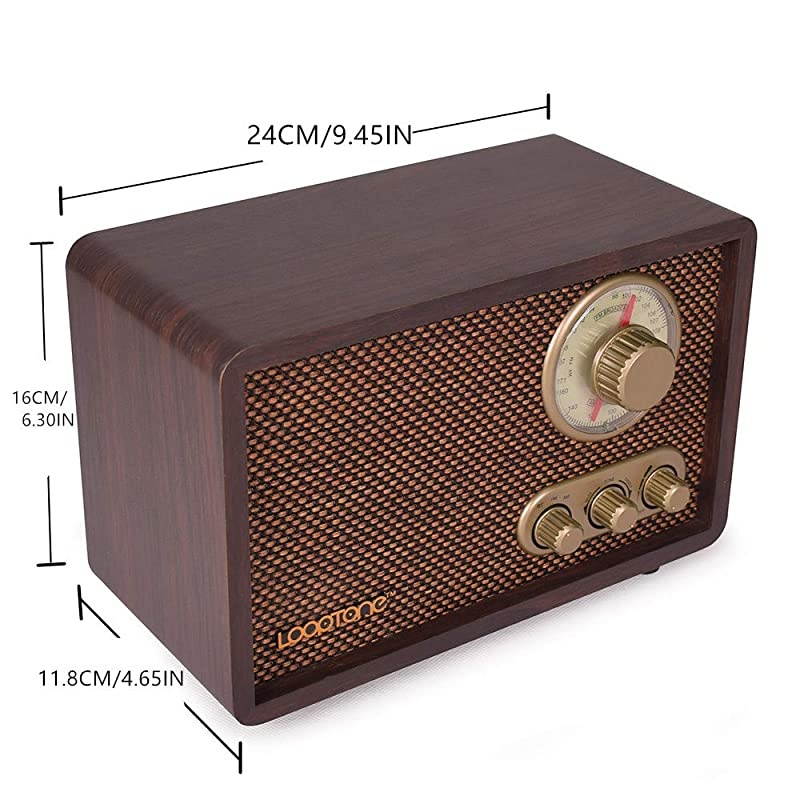 FM AM Radio Retro Wood Radio with Bluetooth Play Mp3 and Antenna Built in Speaker for Kitchen Living Room