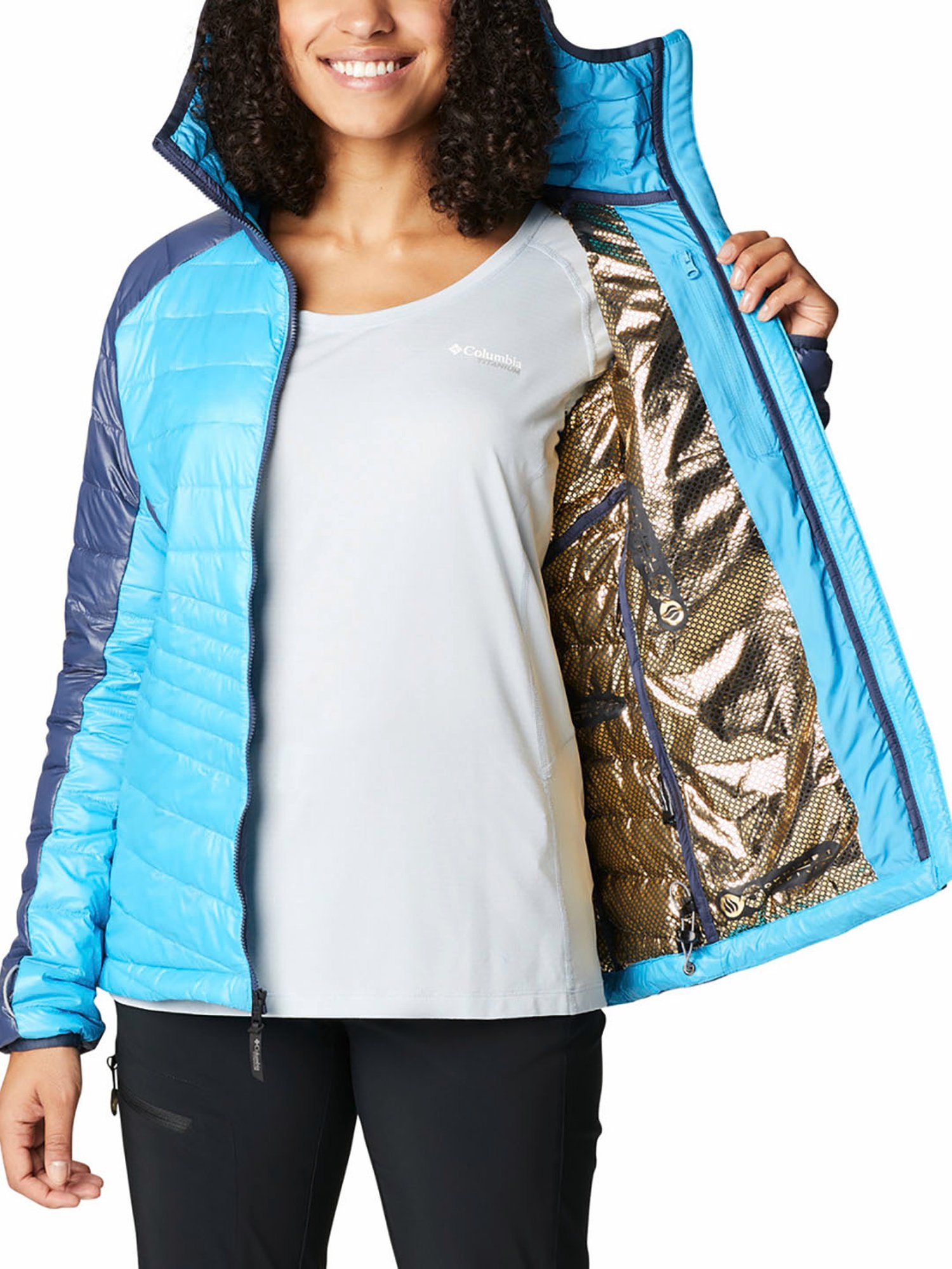 Columbia Blue Full Sleeve Platinum Peak Puffer Jacket